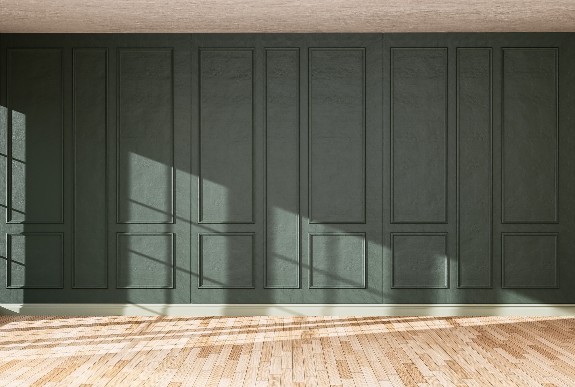 Empty room color wall and decorated with wooden floors.